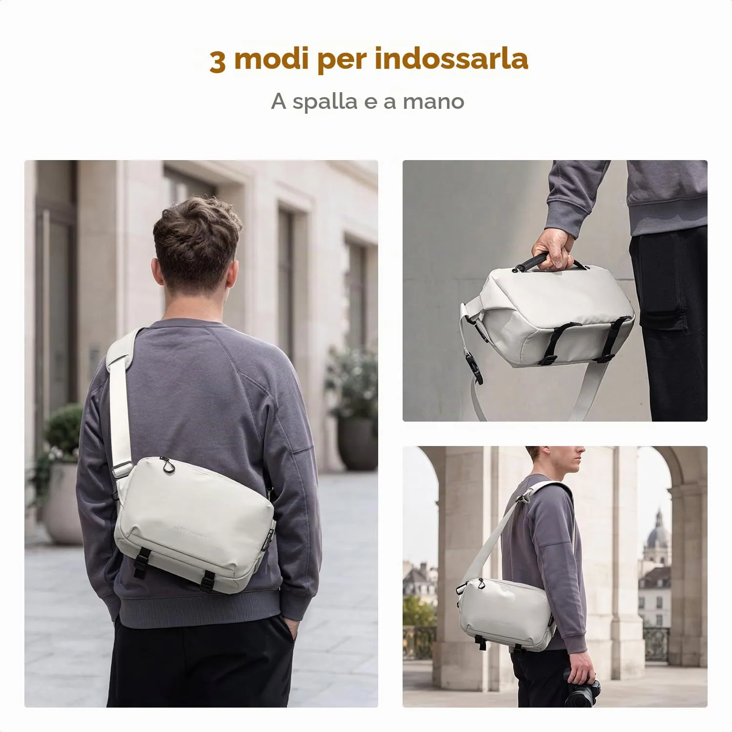 K&F CONCEPT Zaino Fotografico Impermeabile, Taglia M, Bianco, KF13.157V10 - immagine 7