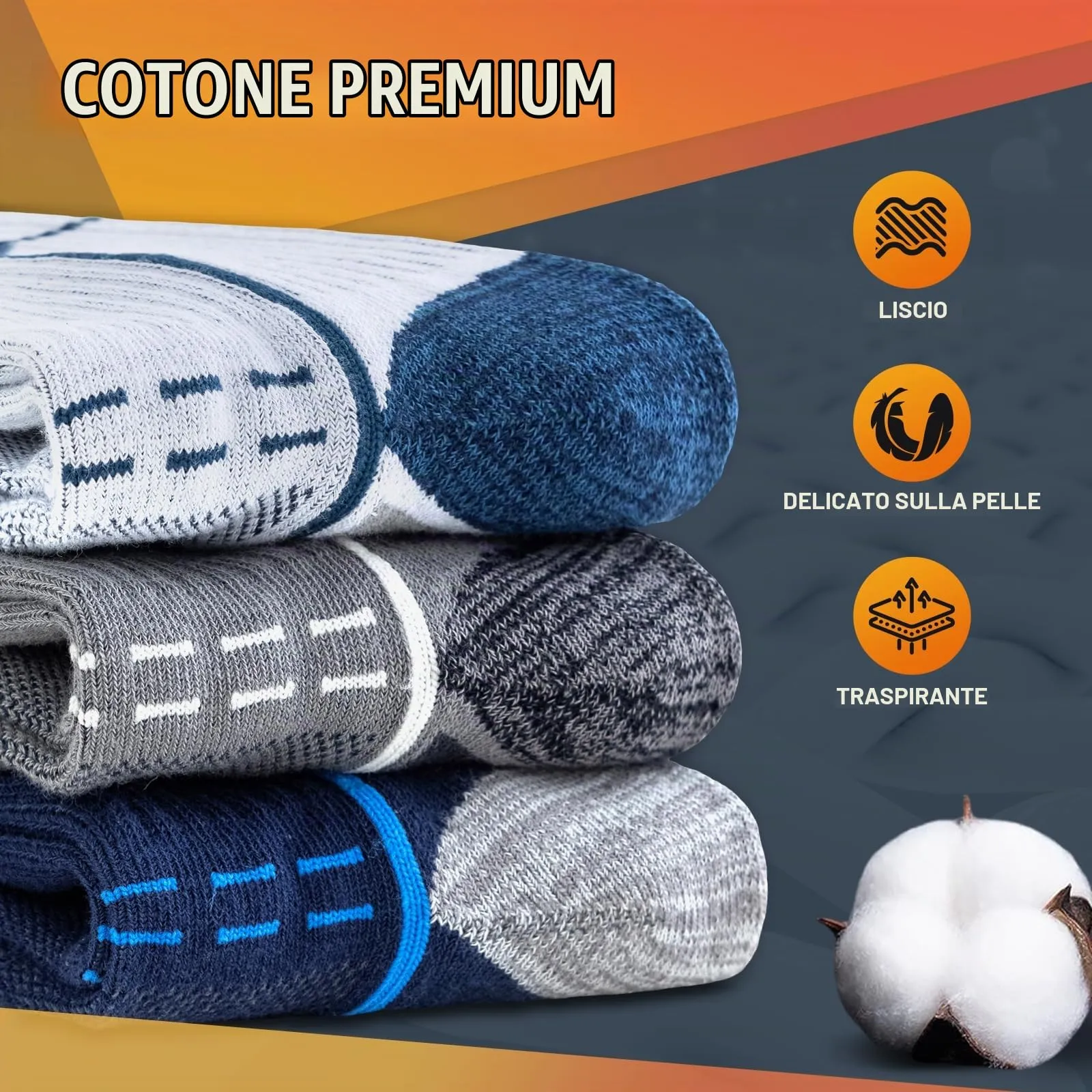 Cirorld Calzini Sportivi in Cotone, Trekking e Running Anti-Vescica, Unisex, 6 Paia, 43-46 - immagine 4