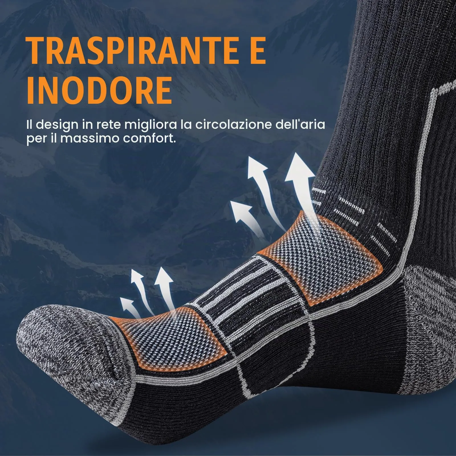 Cirorld Calzini Sportivi in Cotone, Trekking e Running Anti-Vescica, Unisex, 6 Paia, 43-46 - immagine 7