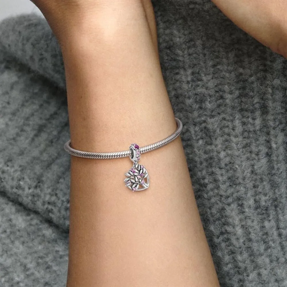Pandora Icons Pendente Albero Genealogico in Argento Sterling con Zirconia Cubica Rosa, Zaffiro Rosa Sintetico e Rubino Sintetico - immagine 3