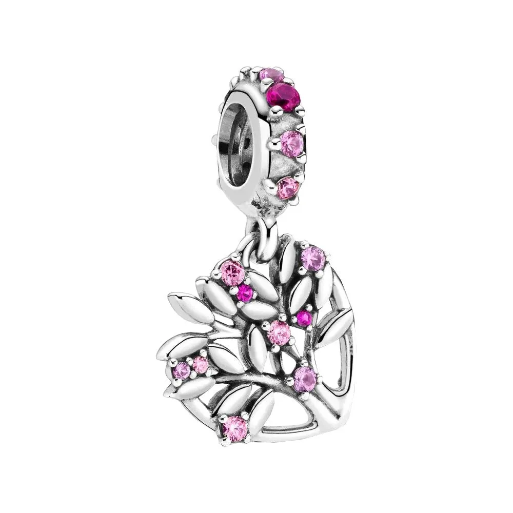 Pandora Icons Pendente Albero Genealogico in Argento Sterling con Zirconia Cubica Rosa, Zaffiro Rosa Sintetico e Rubino Sintetico - immagine 4