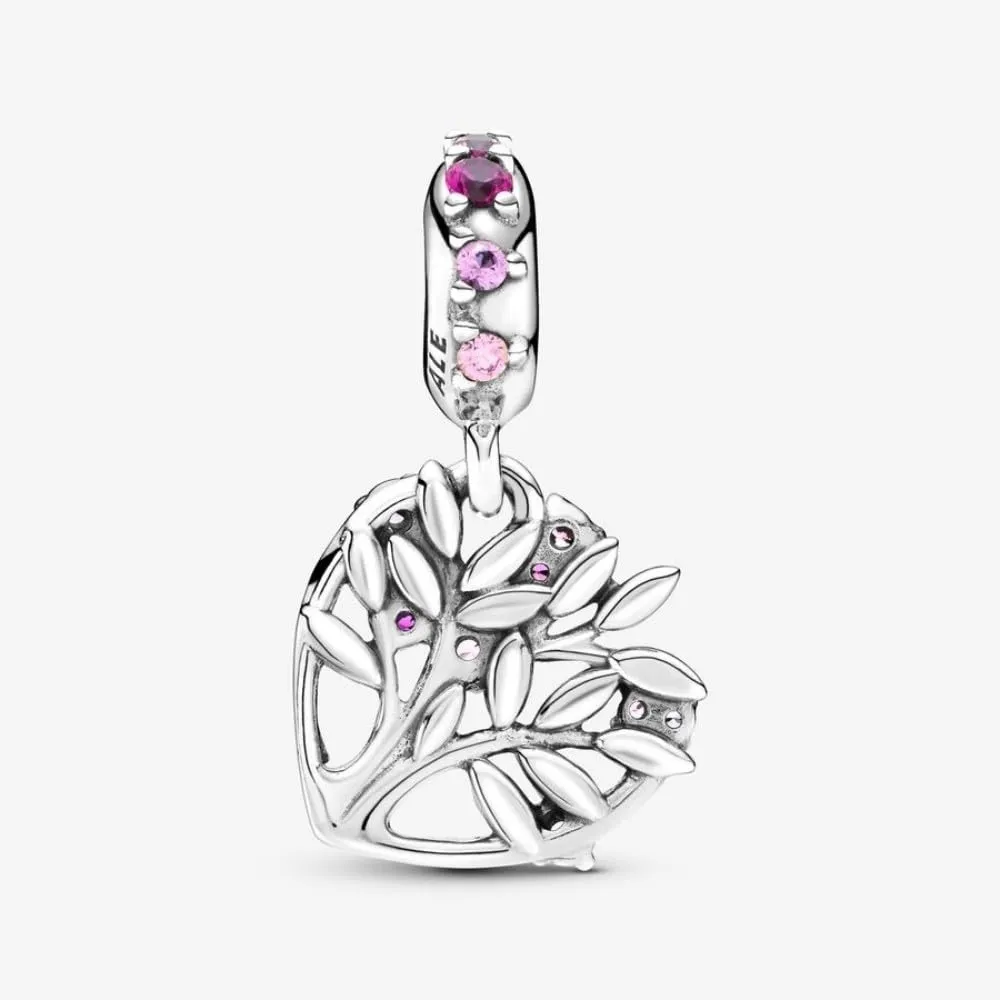 Pandora Icons Pendente Albero Genealogico in Argento Sterling con Zirconia Cubica Rosa, Zaffiro Rosa Sintetico e Rubino Sintetico - immagine 6