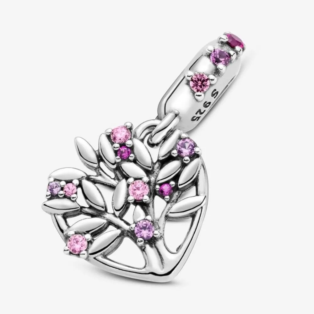 Pandora Icons Pendente Albero Genealogico in Argento Sterling con Zirconia Cubica Rosa, Zaffiro Rosa Sintetico e Rubino Sintetico - immagine 7
