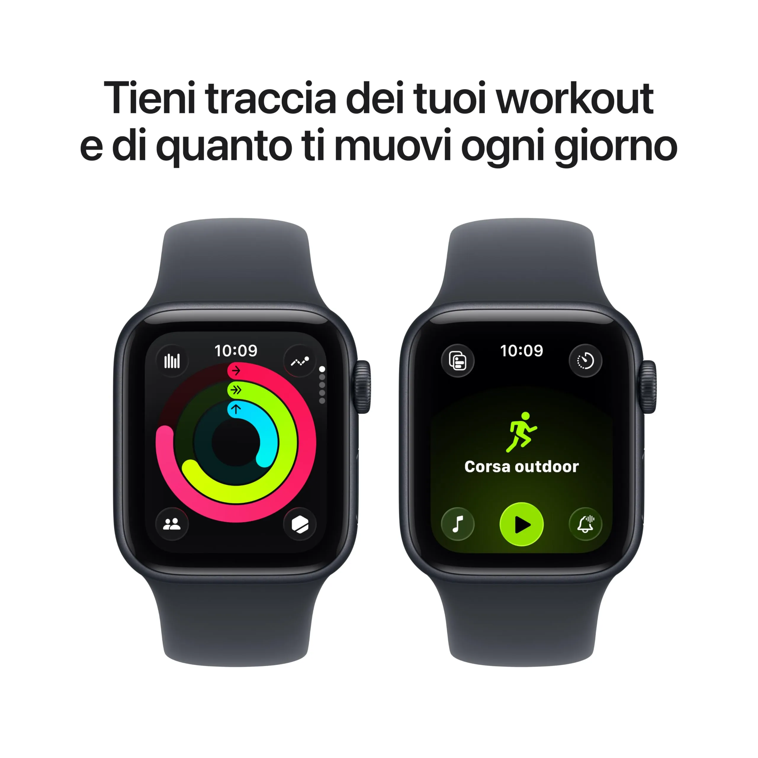 Apple Watch SE 3 GPS, Cassa 40 mm in alluminio mezzanotte con Cinturino Sport mezzanotte - M/L - immagine 5
