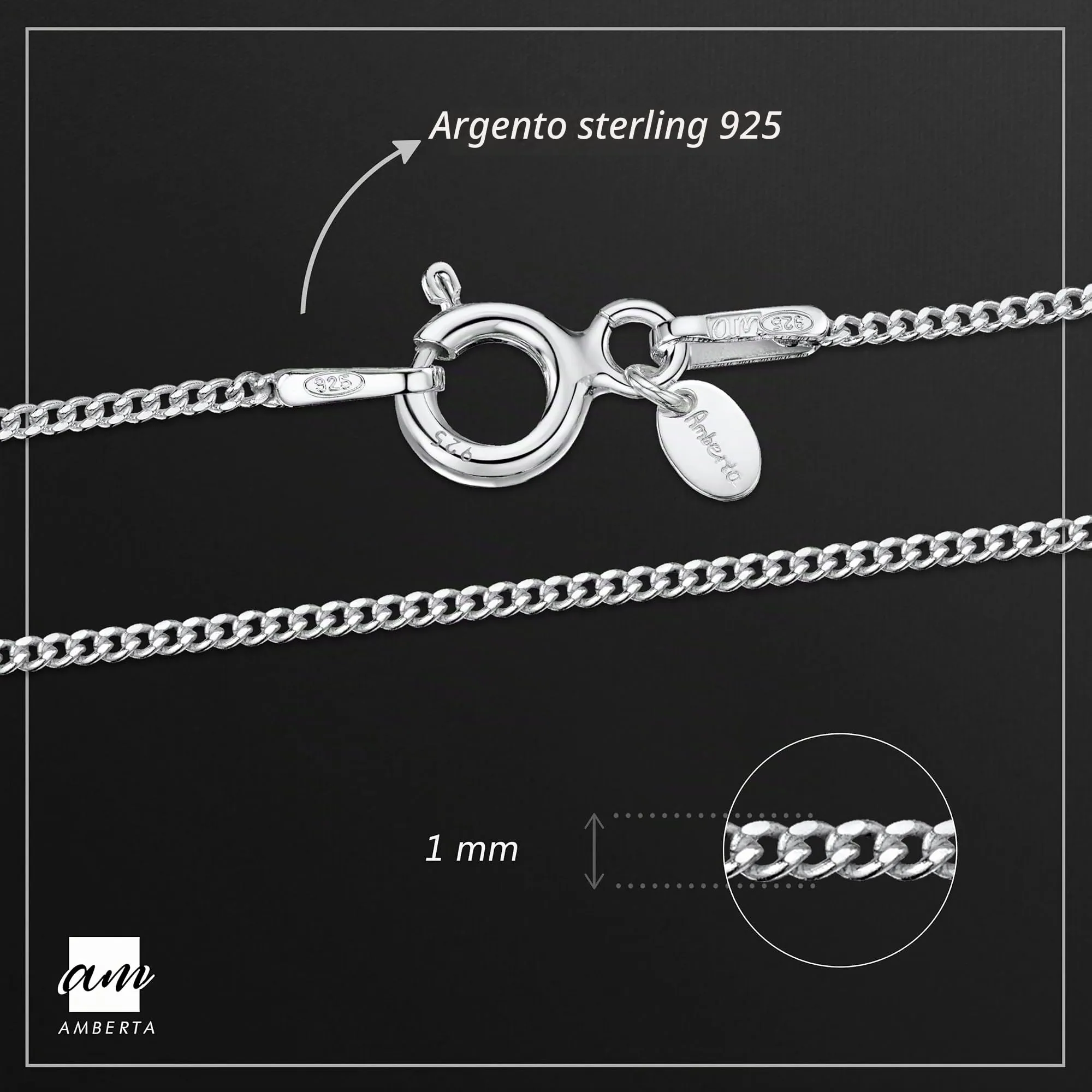 Amberta Collanina Catenina Argento Sterling 925 Modello Barbazzale 1.1 mm - 50 cm - immagine 3