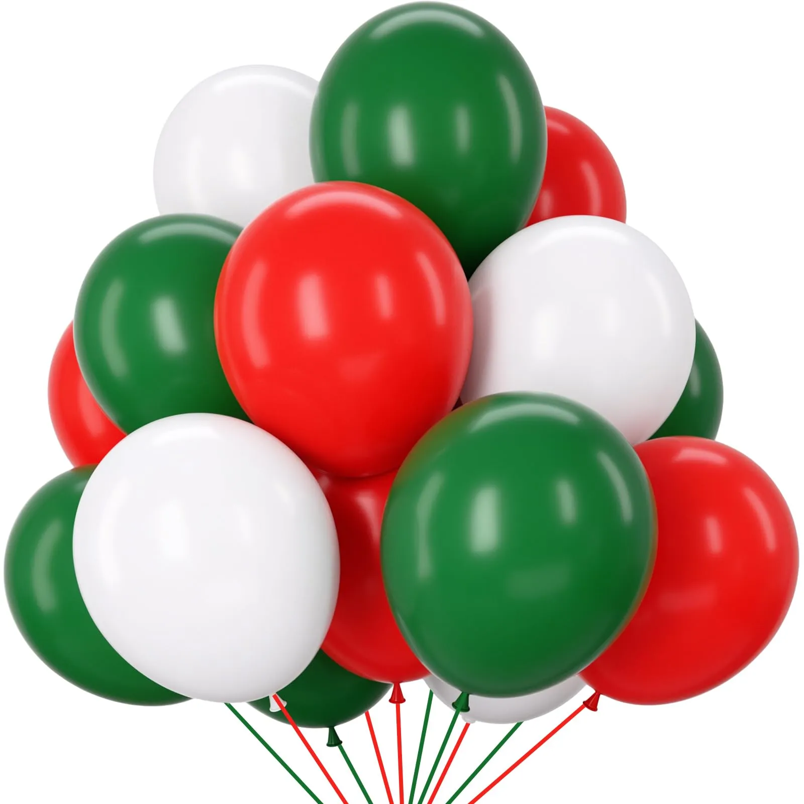fairymaiden Palloncini Natale, 100 Pezzi, Rossi Verdi Bianchi, 12 Pollici - immagine 1