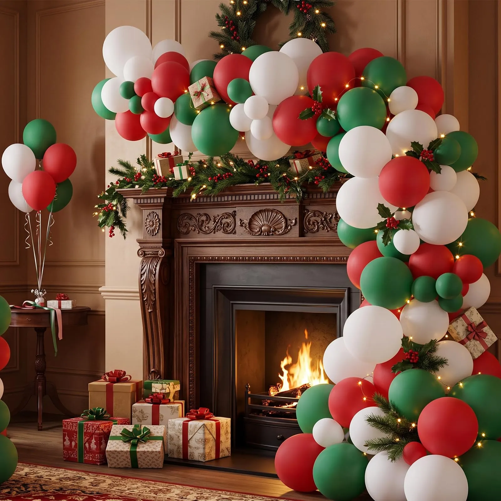 fairymaiden Palloncini Natale, 100 Pezzi, Rossi Verdi Bianchi, 12 Pollici - immagine 4