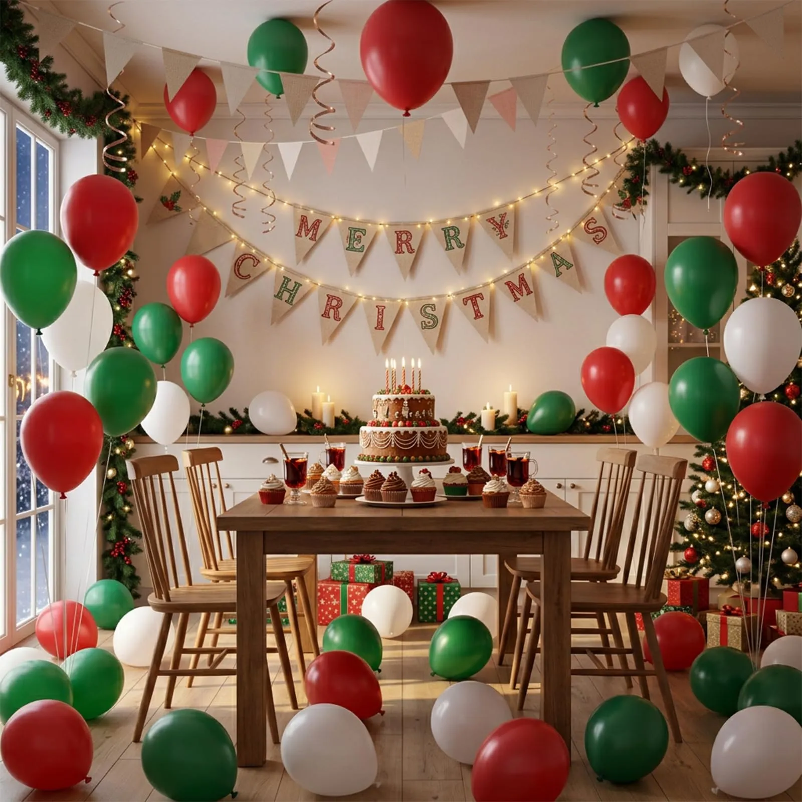 fairymaiden Palloncini Natale, 100 Pezzi, Rossi Verdi Bianchi, 12 Pollici - immagine 6