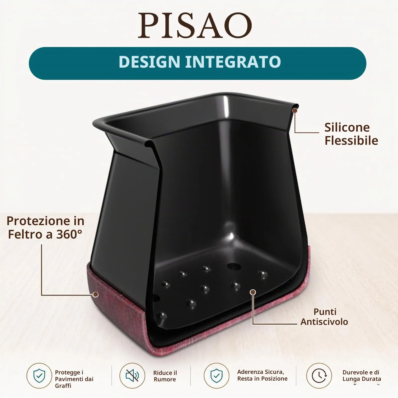 PISAO Gommini per Sedie Quadre, 32 Pezzi, Nero (M Fit: 20-26 mm) - immagine 6