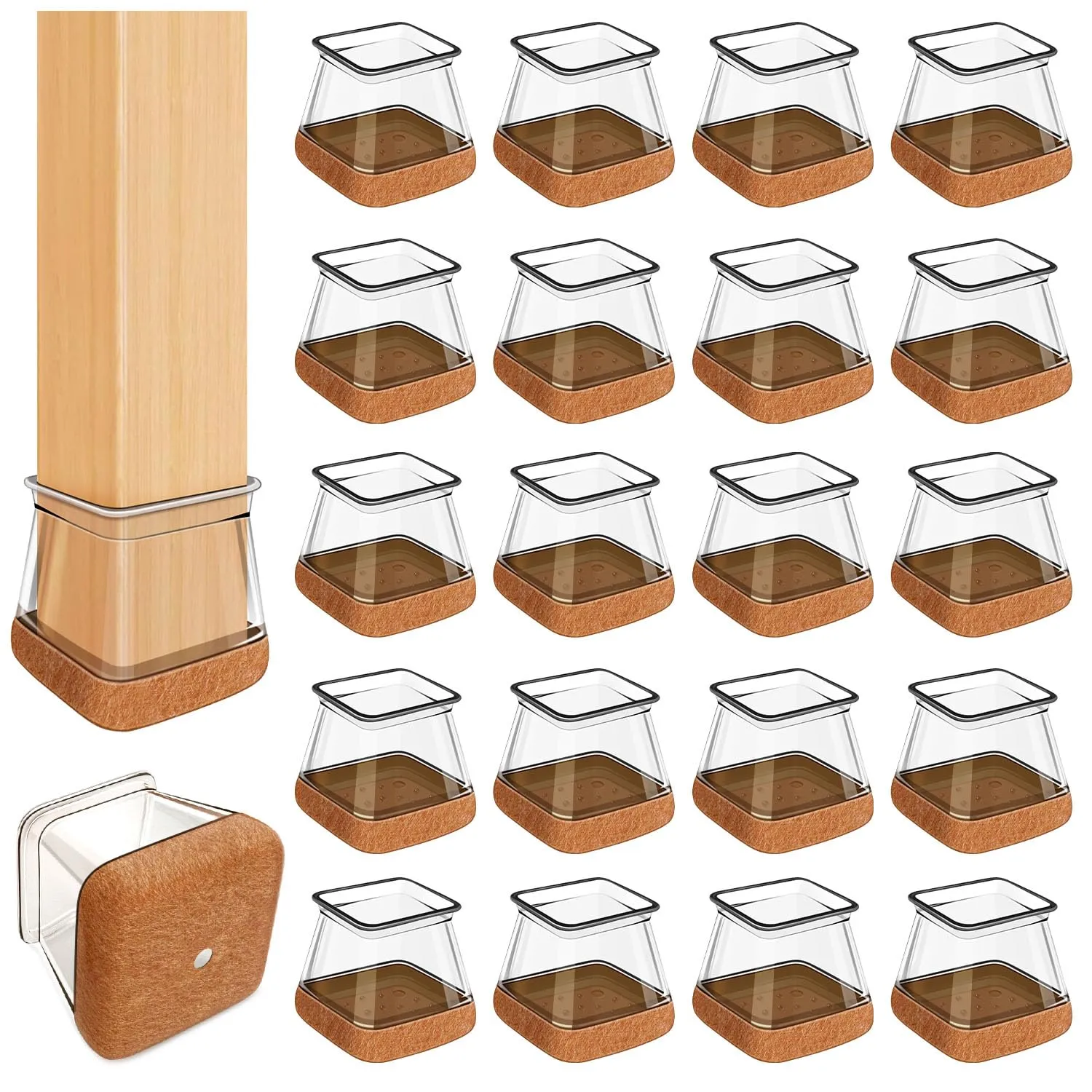 PISAO Gommini per Sedie Quadre Trasparenti, 32 Pezzi (XL: 37-43mm) - immagine 1