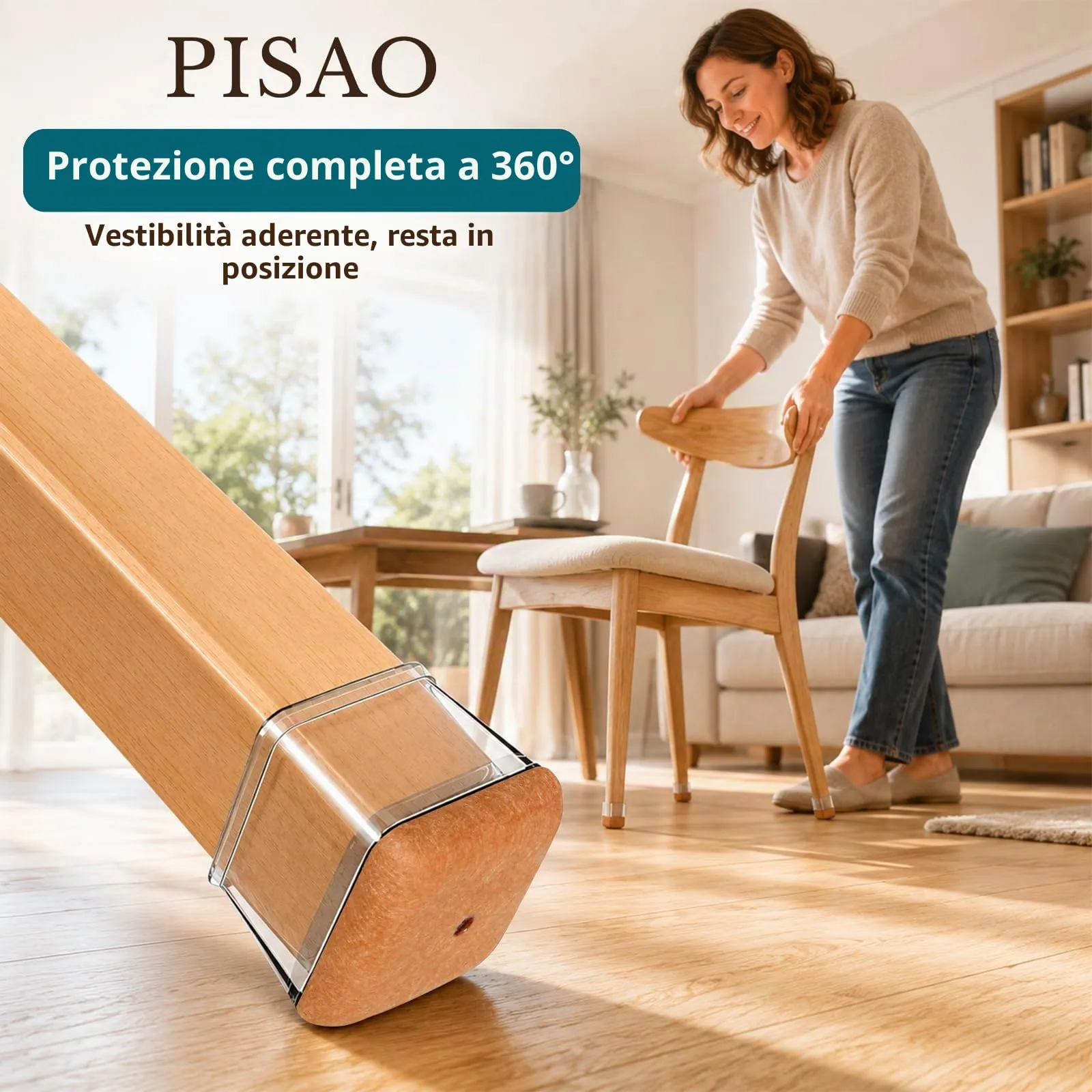 PISAO Gommini per Sedie Quadre Trasparenti, 32 Pezzi (XL: 37-43mm) - immagine 4