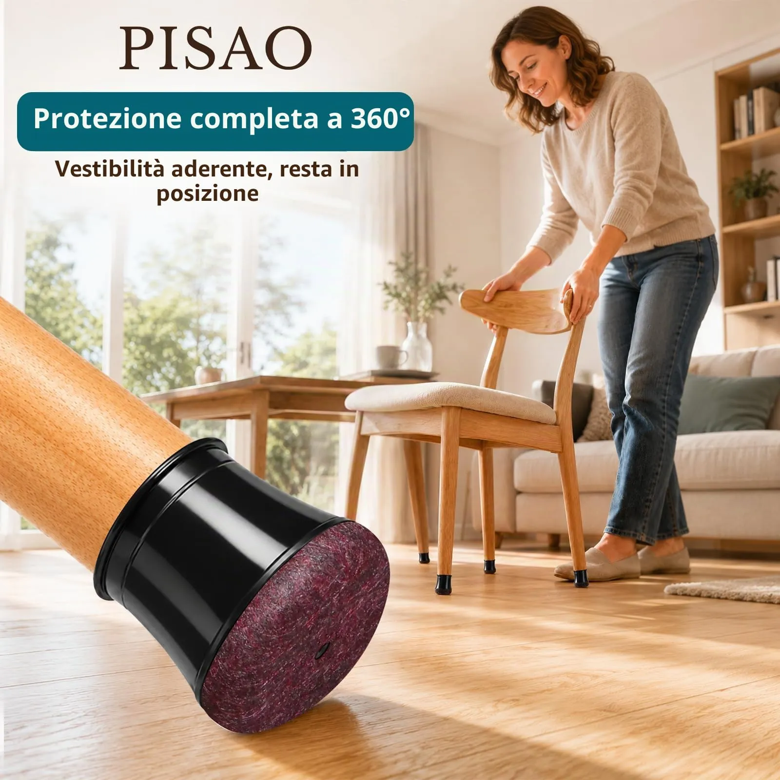 PISAO Gommini per Sedie Rotondi, 32 Pezzi, Nero (M Fit: 20.1-30mm) - immagine 4
