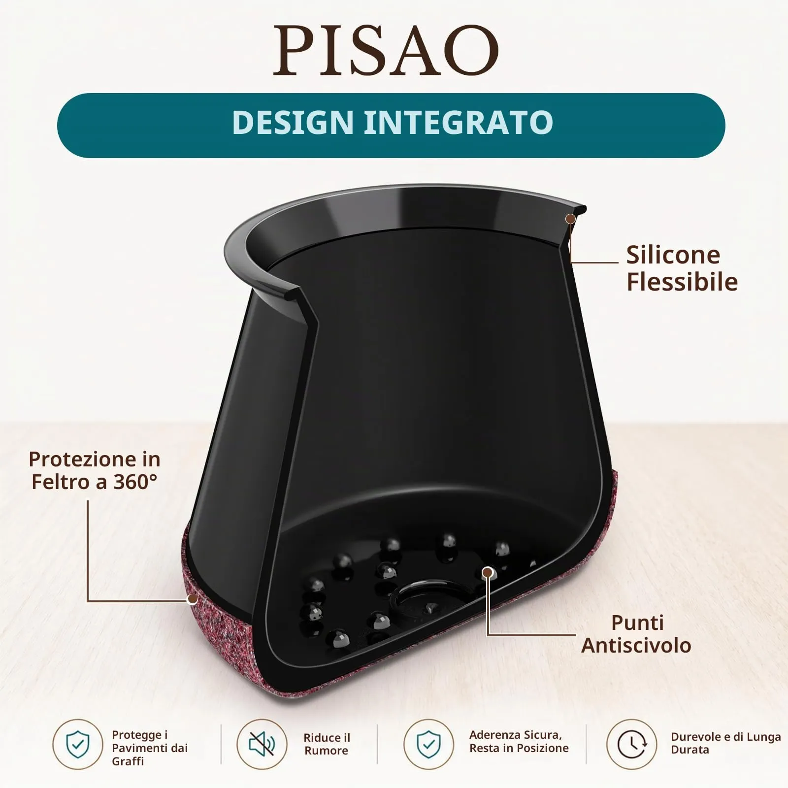 PISAO Gommini per Sedie Rotondi, 32 Pezzi, Nero (M Fit: 20.1-30mm) - immagine 6