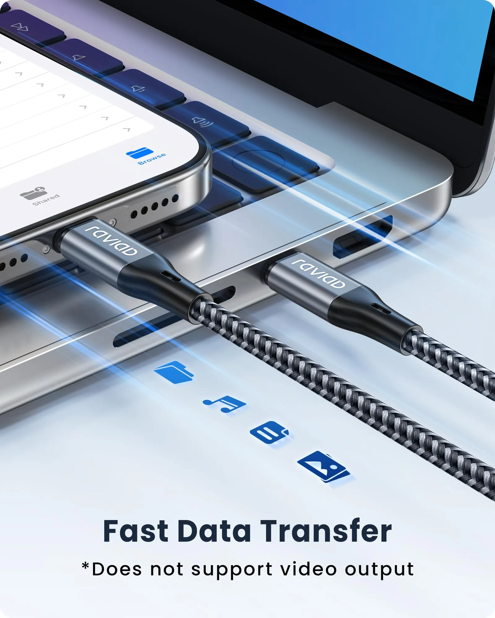 RAVIAD Cavo USB-C a iPhone 0.3M Certificato MFi - immagine 5