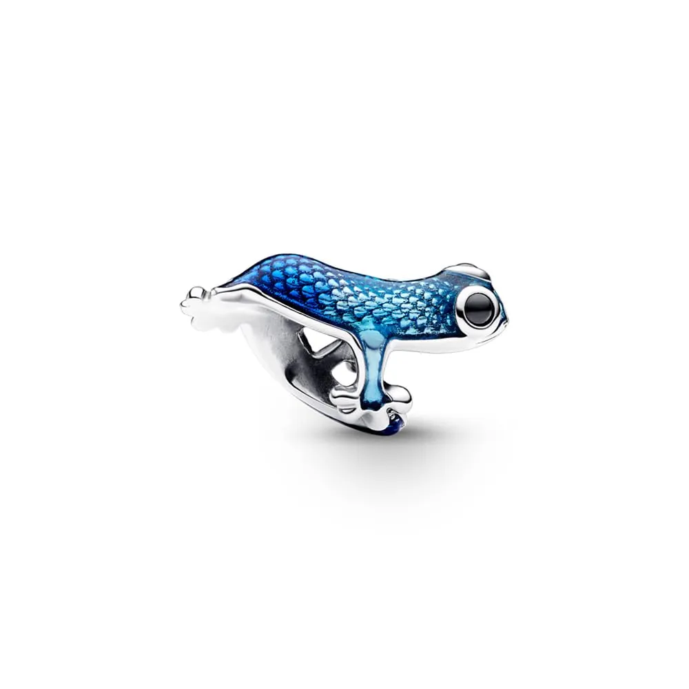 Pandora Moments Ciondolo in argento sterling a forma di gecko con cristallo nero e smalto blu sfumato - immagine 2