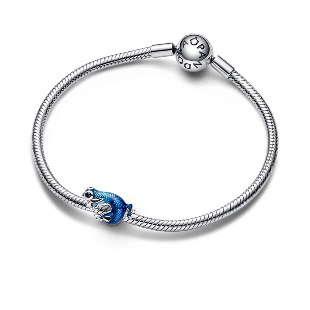 Pandora Moments Ciondolo in argento sterling a forma di gecko con cristallo nero e smalto blu sfumato - immagine 3