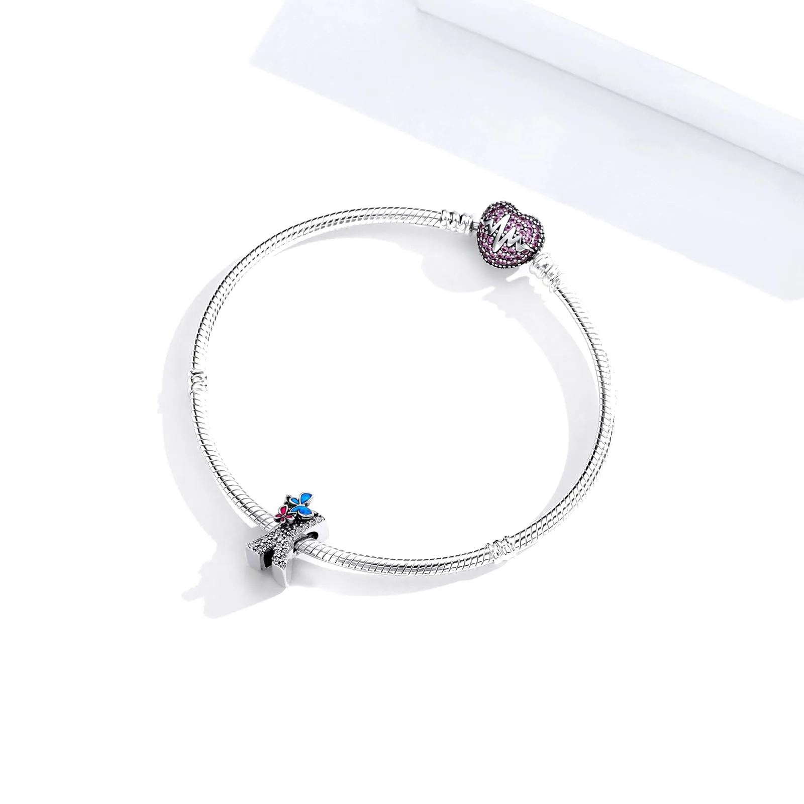 XWN Lettera Bead Charm Alfabeto in Argento Sterling 925 con Cubic Zirconia, Compatibile con Braccialetti Pandora e Collane Europee - immagine 3