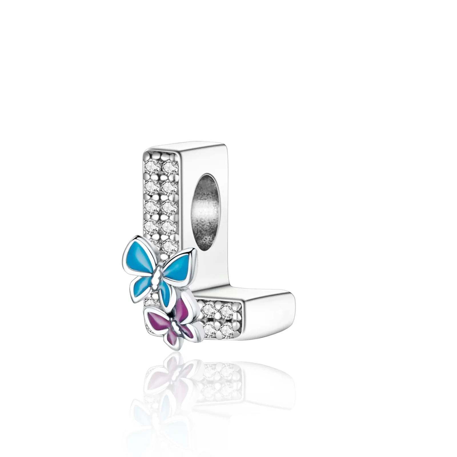 XWN Lettera Bead Charm Alfabeto Argento Sterling 925 con Cubic Zirconia per Braccialetti e Collane Europee - immagine 1