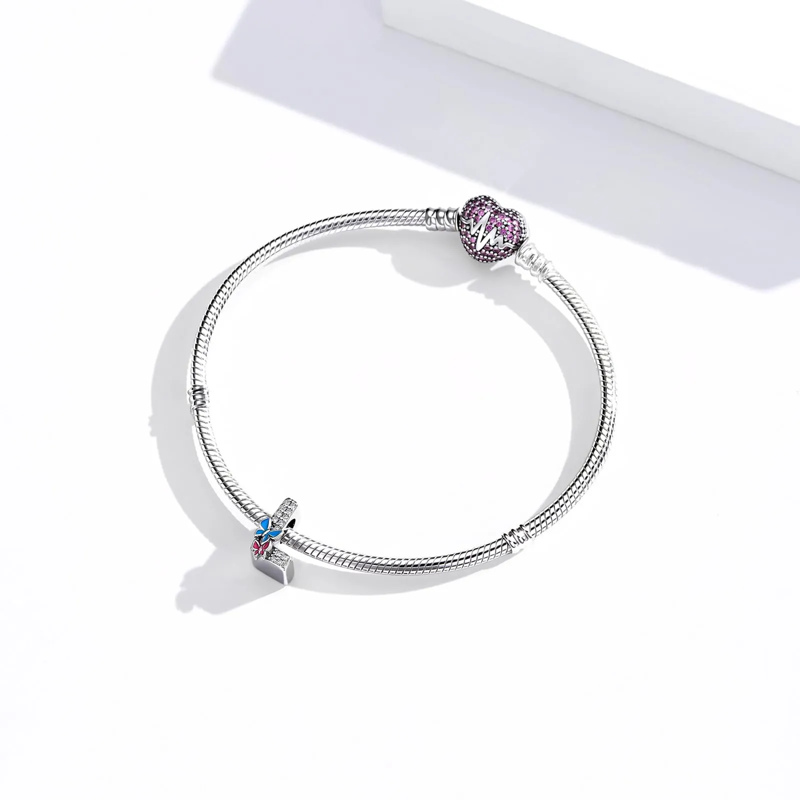 XWN Lettera Bead Charm Alfabeto Argento Sterling 925 con Cubic Zirconia per Braccialetti e Collane Europee - immagine 3