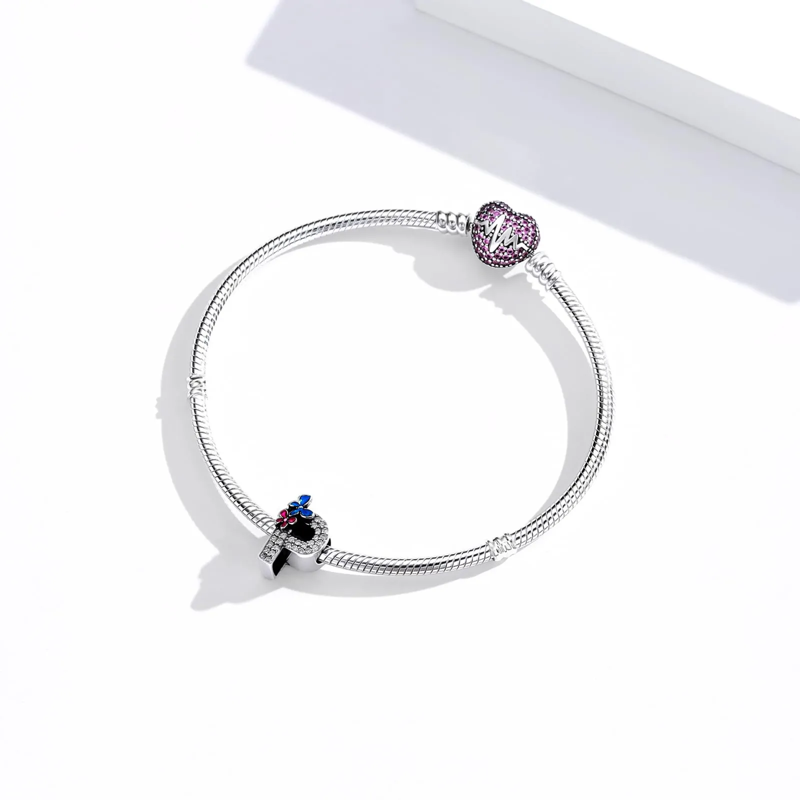 XWN Lettera Bead Charm Ciondolo Alfabeto in Argento Sterling 925 con Cubic Zirconia per Braccialetti e Collane Europei - immagine 3