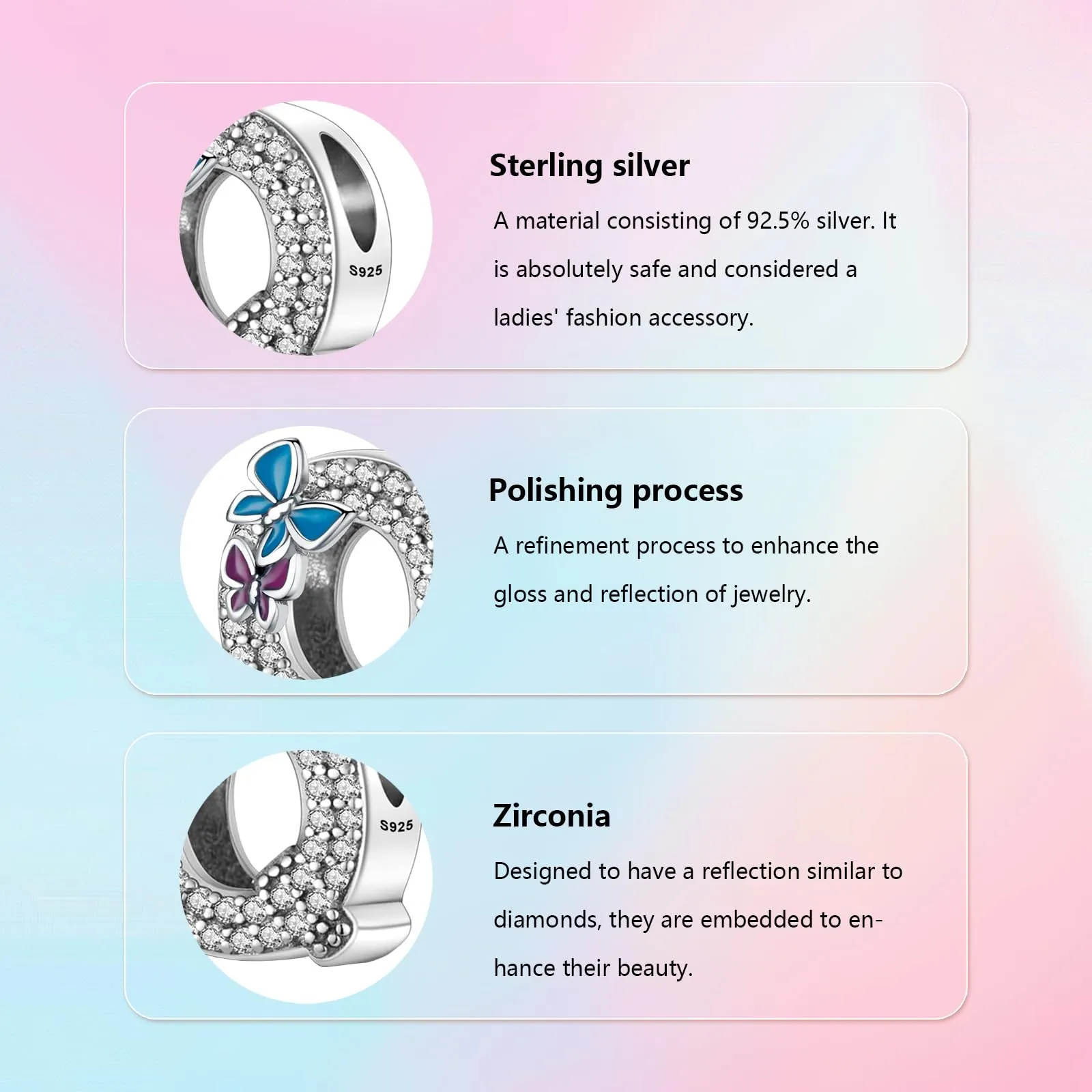 XWN Lettera Bead Charm Alfabeto in Argento Sterling 925 con Cubic Zirconia per Braccialetti e Collane Europee - immagine 4