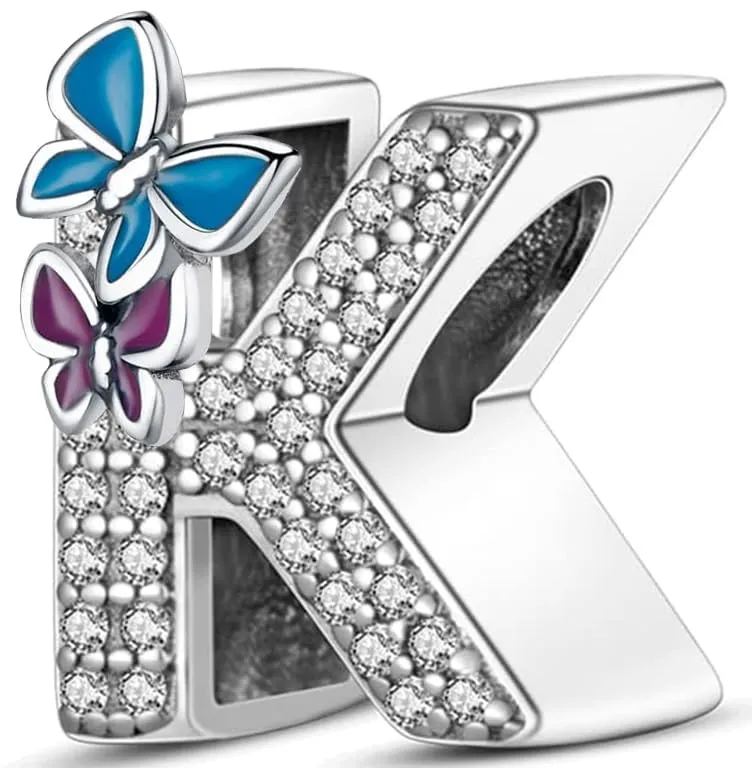 XWN Lettera Bead Charm Alfabeto in Argento Sterling 925 con Cubic Zirconia, Compatibile con Braccialetti Pandora e Collane Europee - immagine 1