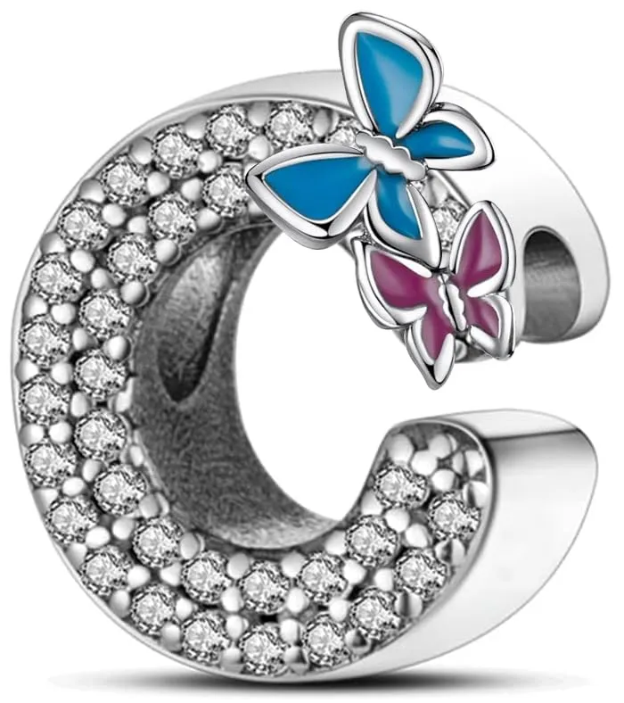 XWN Lettera Bead Charm Alfabeto in Argento Sterling 925 con Cubic Zirconia per Bracciali e Collane Europei - immagine 1