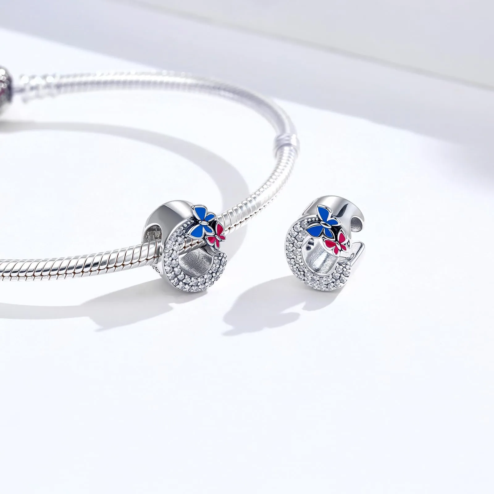 XWN Lettera Bead Charm Alfabeto in Argento Sterling 925 con Cubic Zirconia per Bracciali e Collane Europei - immagine 2