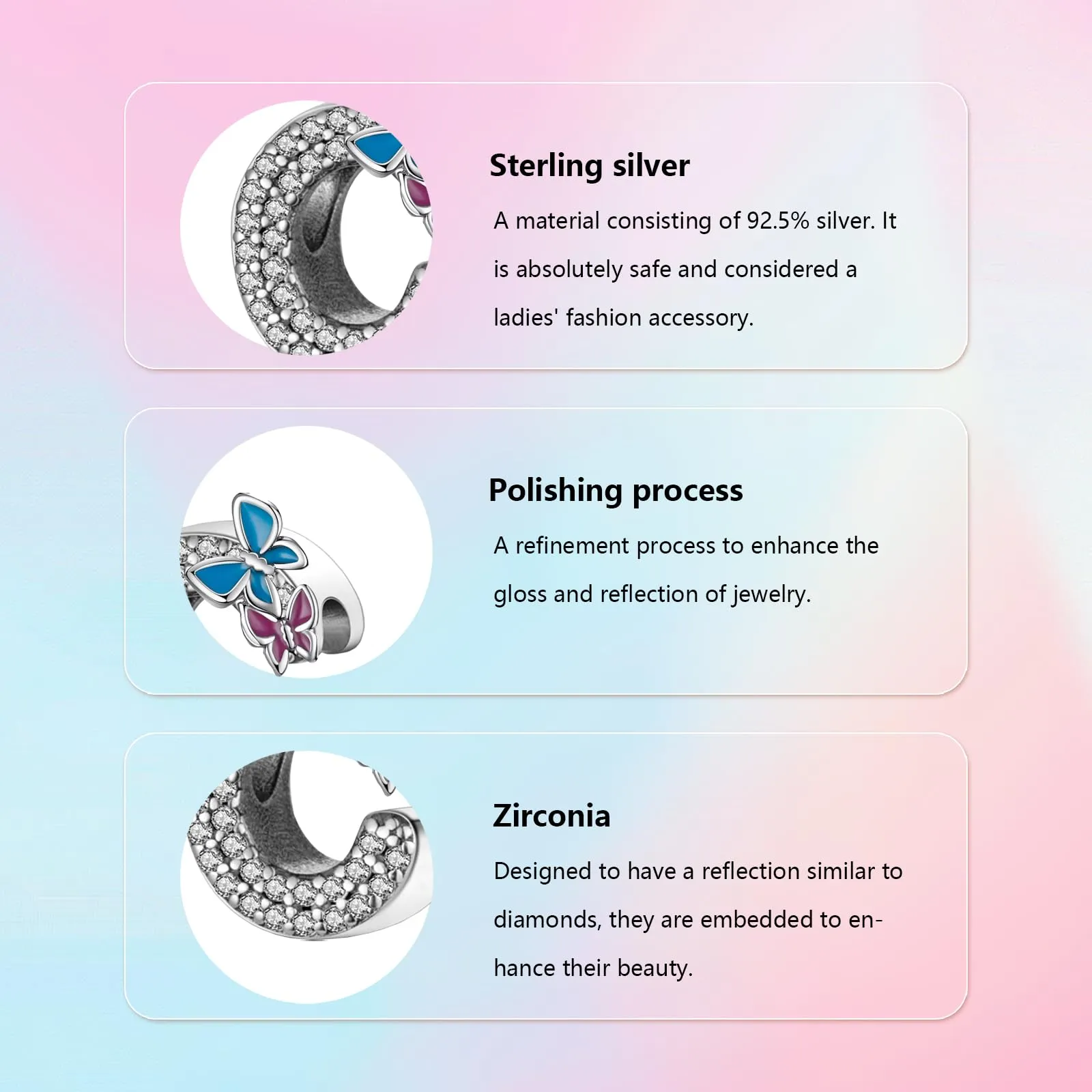 XWN Lettera Bead Charm Alfabeto in Argento Sterling 925 con Cubic Zirconia per Bracciali e Collane Europei - immagine 4