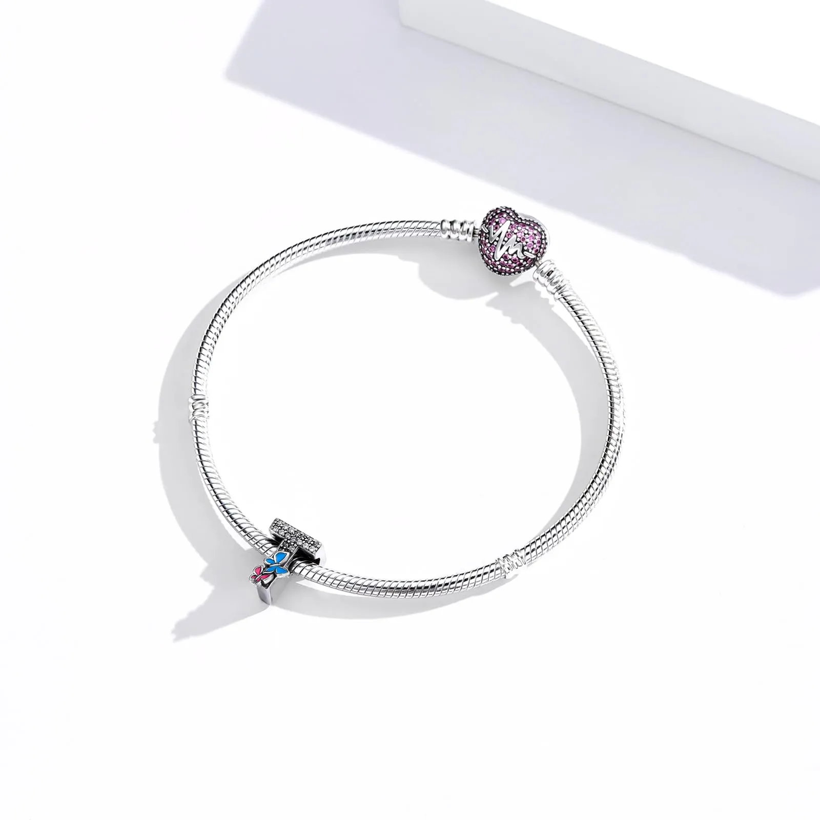 XWN Lettera Bead Charm Ciondolo Alfabeto in Argento Sterling 925 con Cubic Zirconia per Braccialetti e Collane Europee - immagine 3