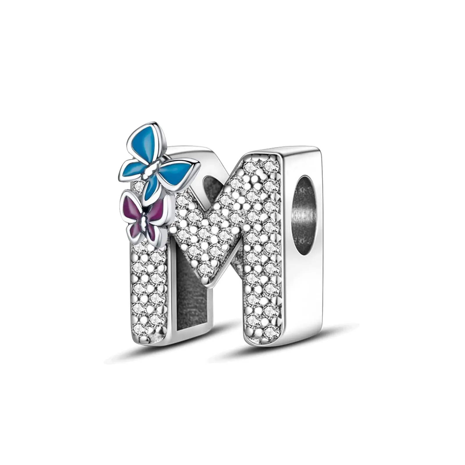 XWN Lettera Bead Charm Alfabeto in Argento Sterling 925 con Cubic Zirconia per Braccialetti e Collane Europei - immagine 1
