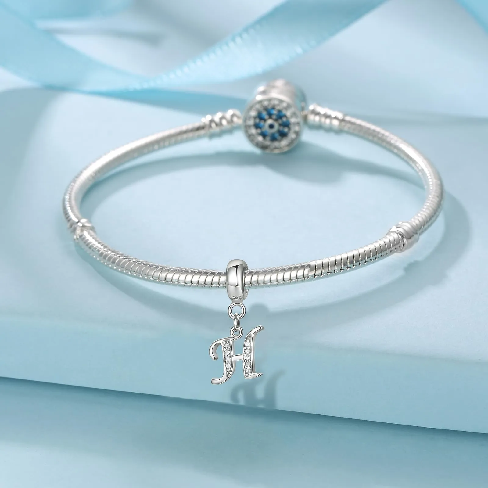 XWN Lettera Bead Charm in Argento Sterling 925 con Cubic Zirconia, Compatibile con Braccialetti Pandora e Collane Europee - immagine 2