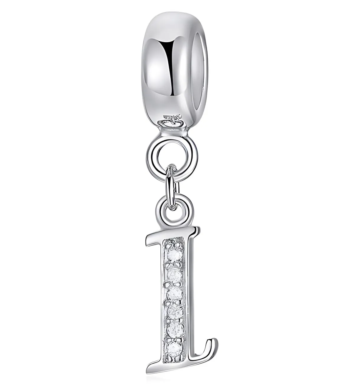 XWN Lettera Bead Charm Ciondolo Alfabeto in Argento Sterling 925 con Cubic Zirconia per Braccialetti e Collane Europee - immagine 1