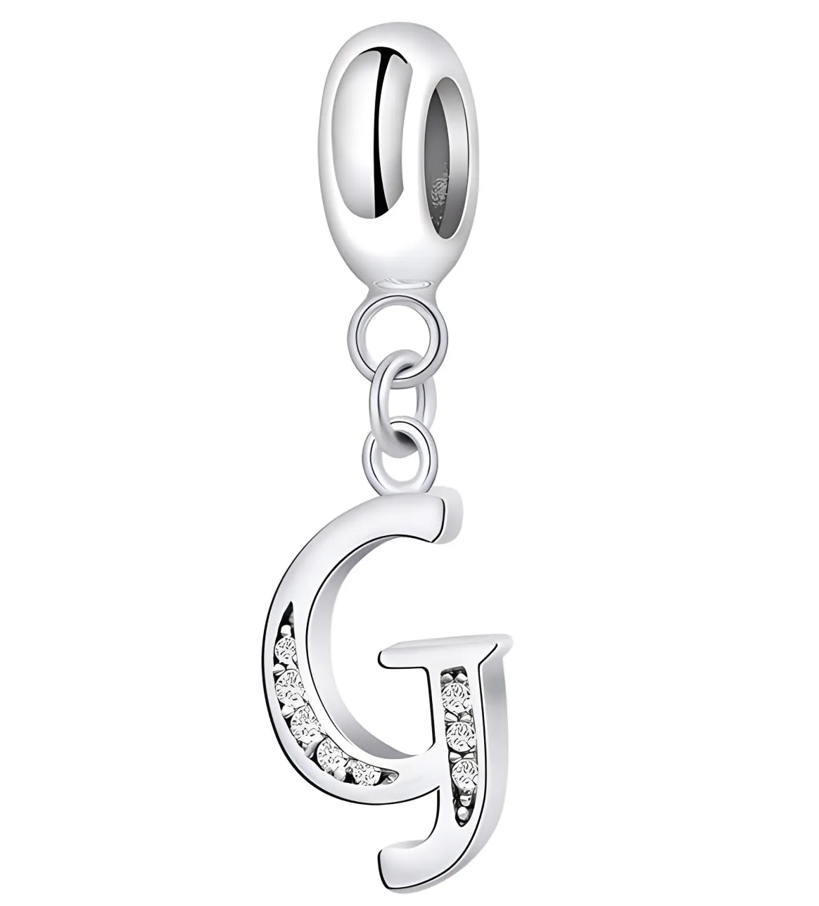 XWN Lettera Bead Charm Alfabeto in Argento Sterling 925 con Cubic Zirconia per Braccialetti e Collane Europei - immagine 1