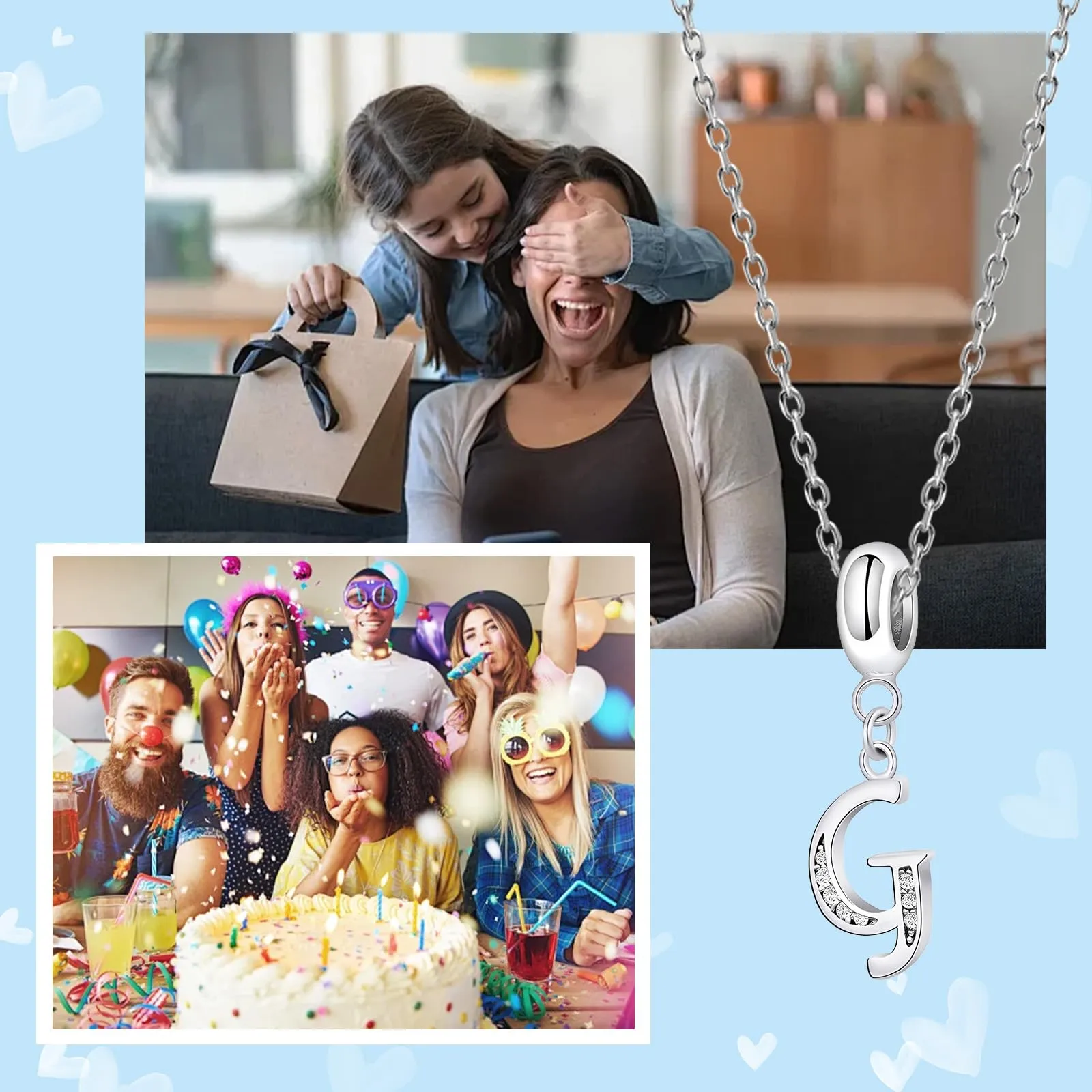 XWN Lettera Bead Charm Alfabeto in Argento Sterling 925 con Cubic Zirconia per Braccialetti e Collane Europei - immagine 6