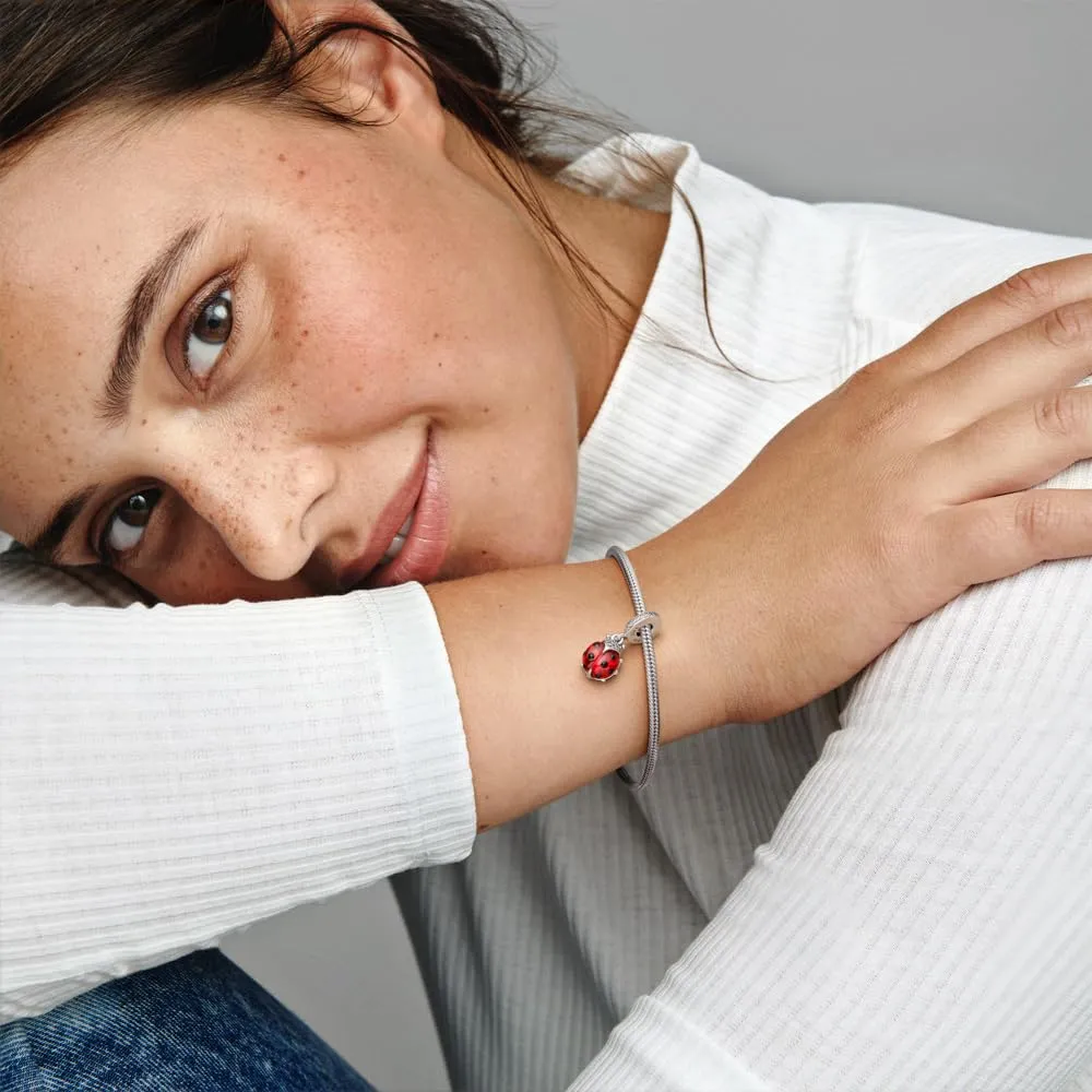 Pandora Pendente Moments Coccinella in Argento Sterling con Cristallo Rosso, Zirconi Cubici e Smalto Nero - immagine 6