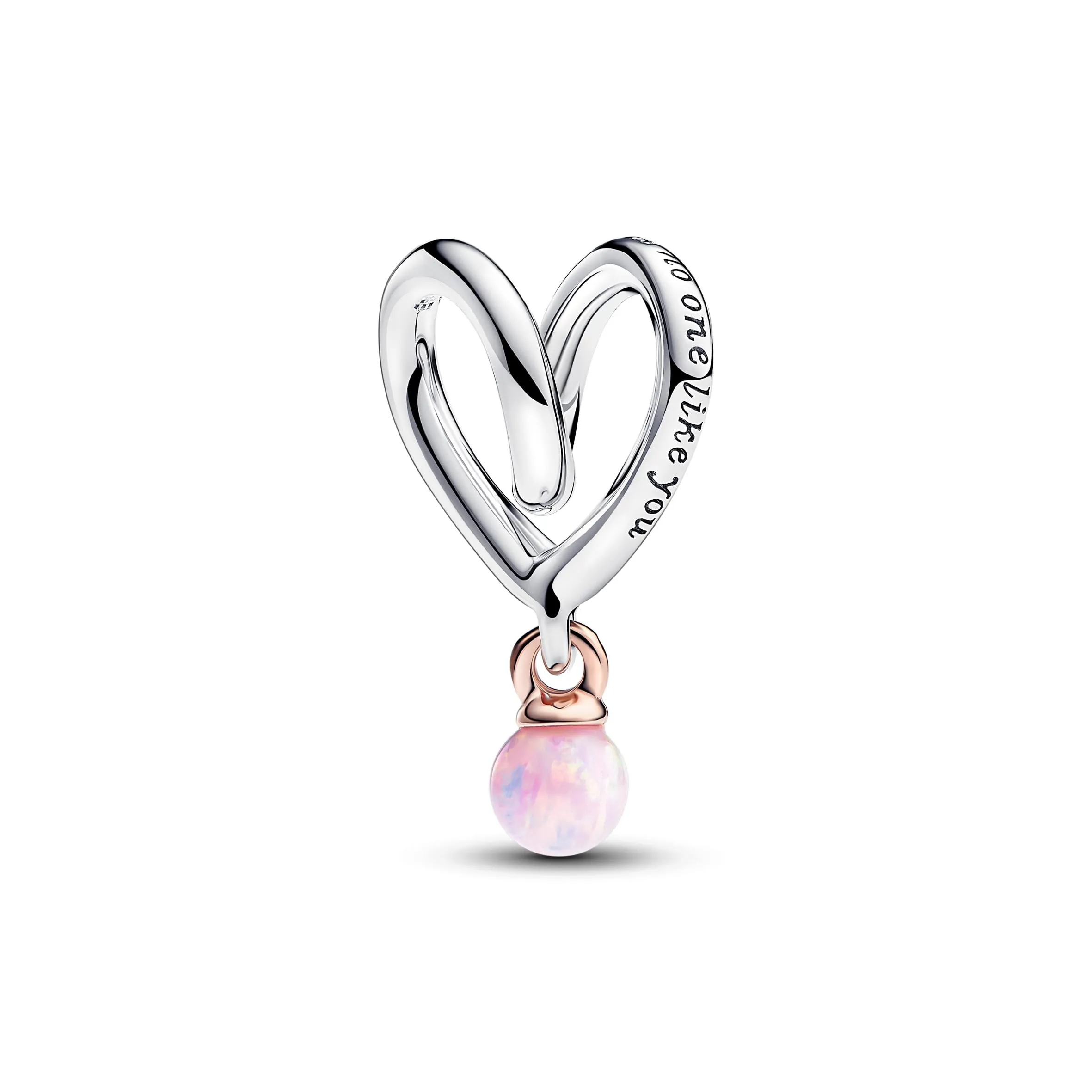 Pandora Moments Ciondolo a Cuore in Argento Sterling e Oro Rosa 14k con Opale Rosa 783242C01 - immagine 2