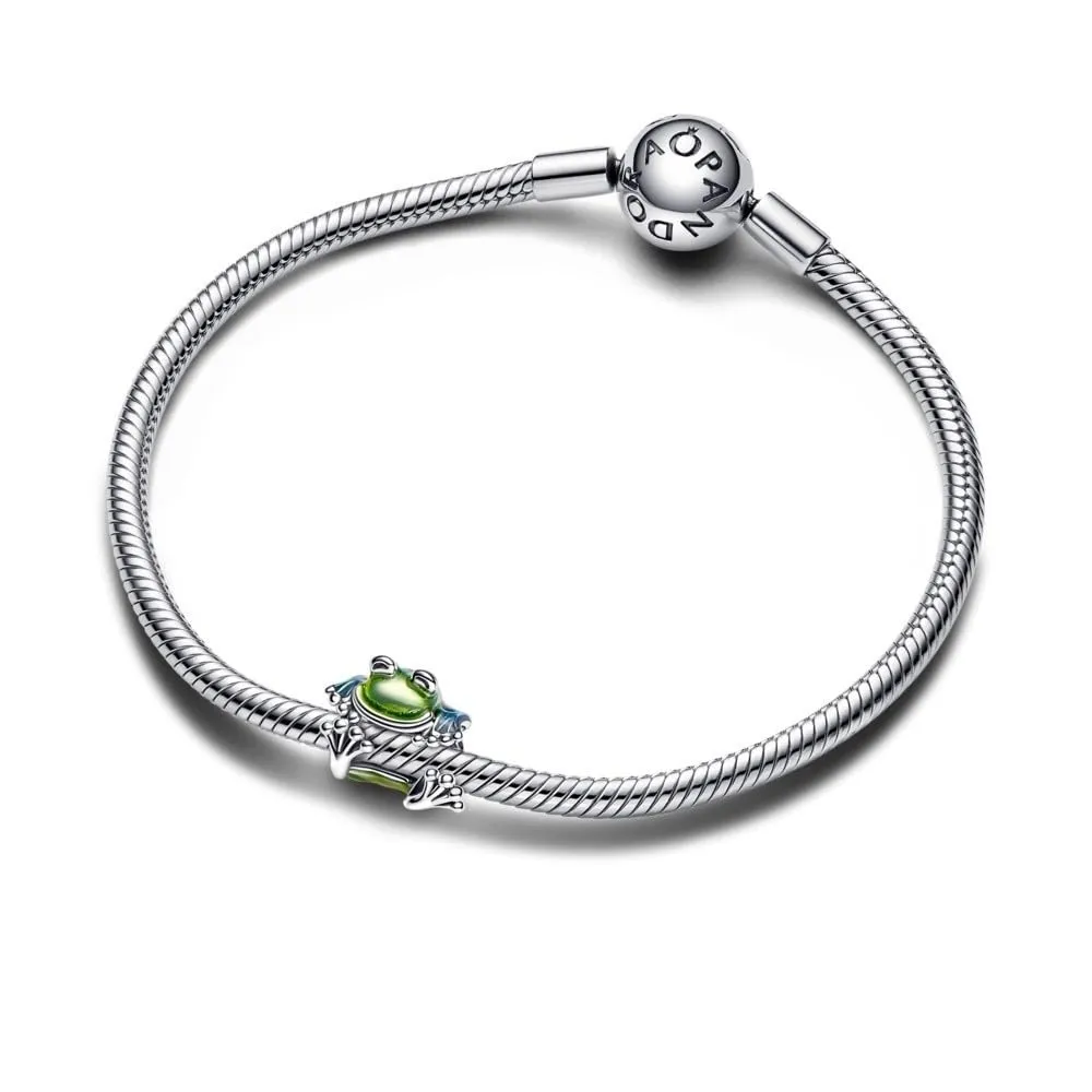 Pandora Moments Ciondolo a forma di rana in argento sterling e smalto blu e verde - immagine 6
