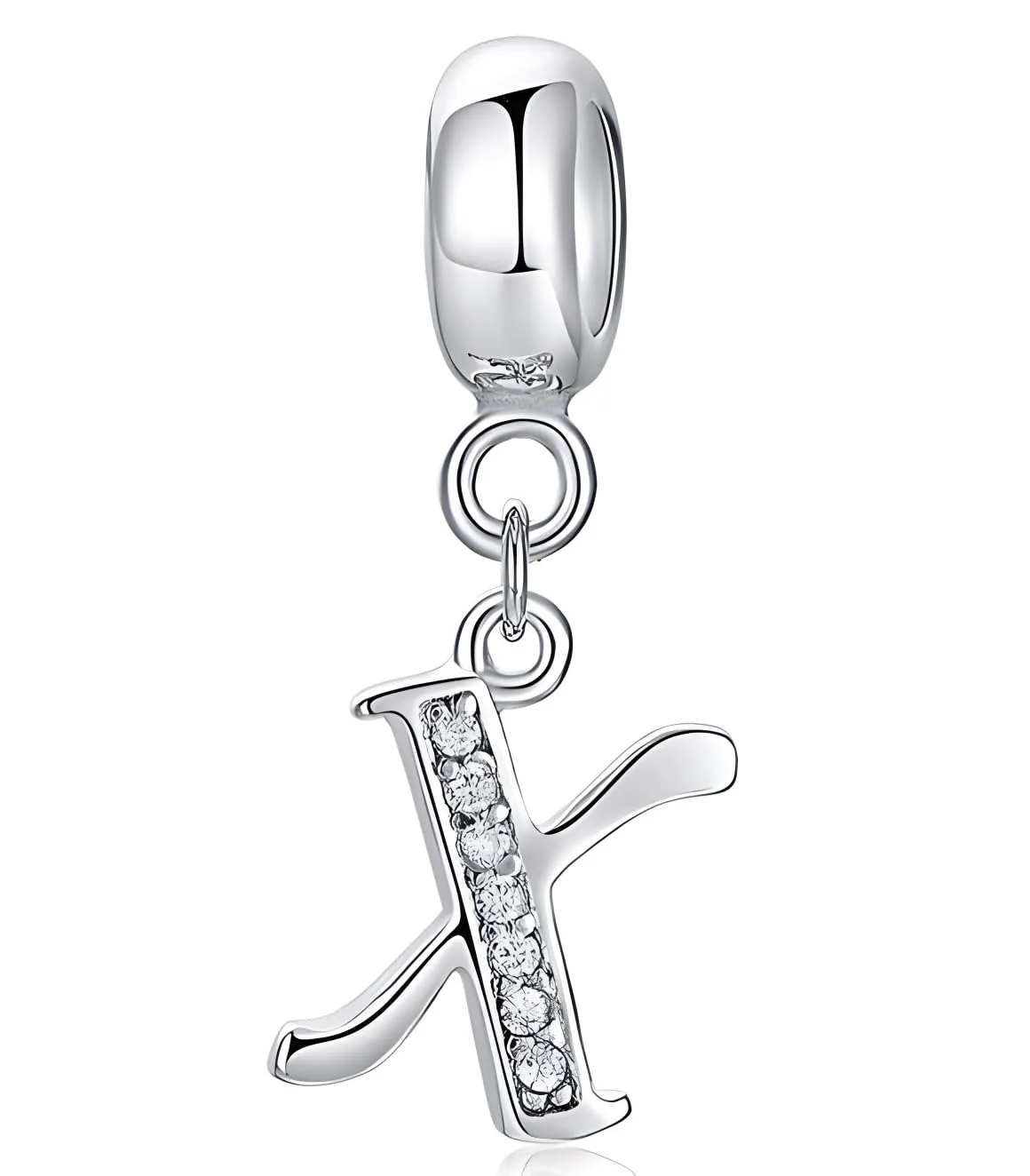 XWN Lettera Bead Charm Alfabeto in Argento Sterling 925 con Cubic Zirconia, Compatibile con Braccialetti Pandora e Collane Europee - immagine 1