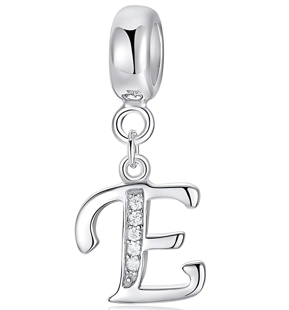 XWN Lettera Bead Charm Ciondolo Alfabeto Argento Sterling 925 con Cubic Zirconia per Braccialetti e Collane europei - immagine 1