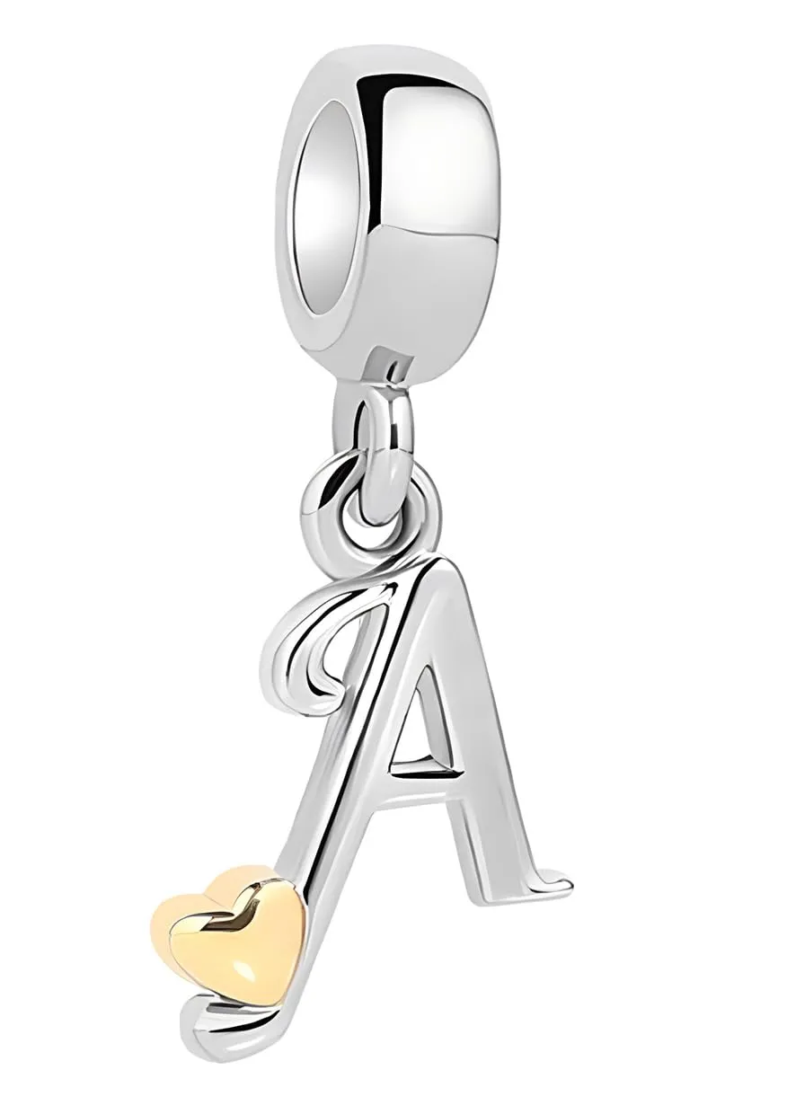 XWN Lettera Bead Charm Alfabeto in Argento Sterling 925 e Cubic Zirconia per Bracciali e Collane Europee - immagine 1