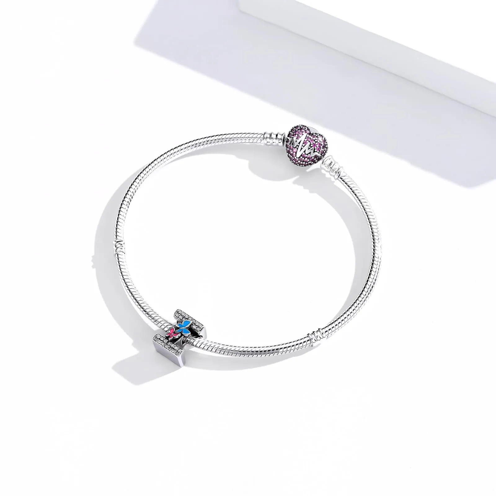 XWN Lettera Bead Charm Alfabeto in Argento Sterling 925 con Cubic Zirconia per Braccialetti e Collane European Style - immagine 3