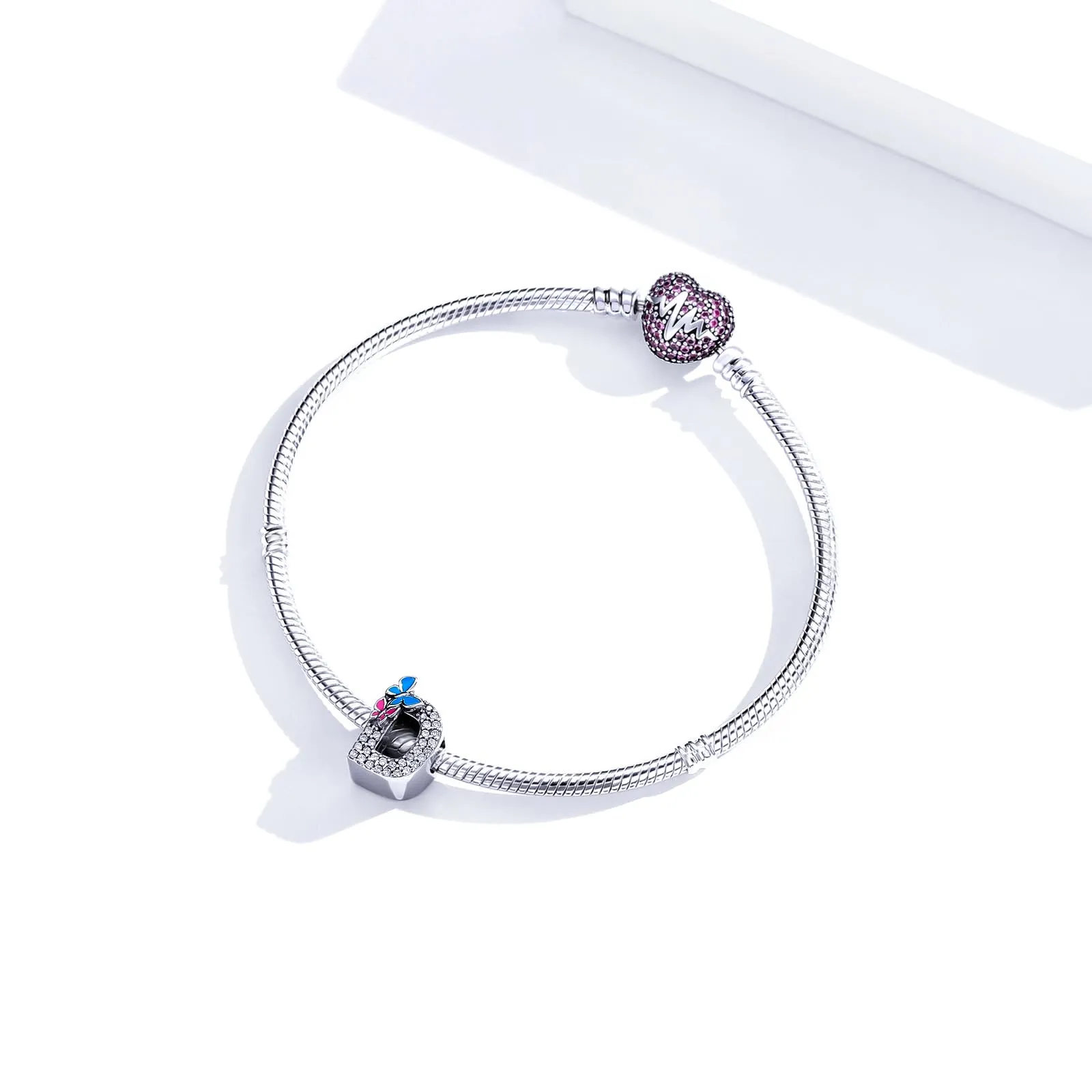 XWN Lettera Bead Charm Alfabeto in Argento Sterling 925 con Cubic Zirconia per Braccialetti e Collane Europee - immagine 3