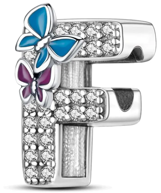 XWN Lettera Bead Charm Alfabeto in Argento Sterling 925 e Cubic Zirconia, Compatibile con Braccialetti Pandora e Collane Europee - immagine 1