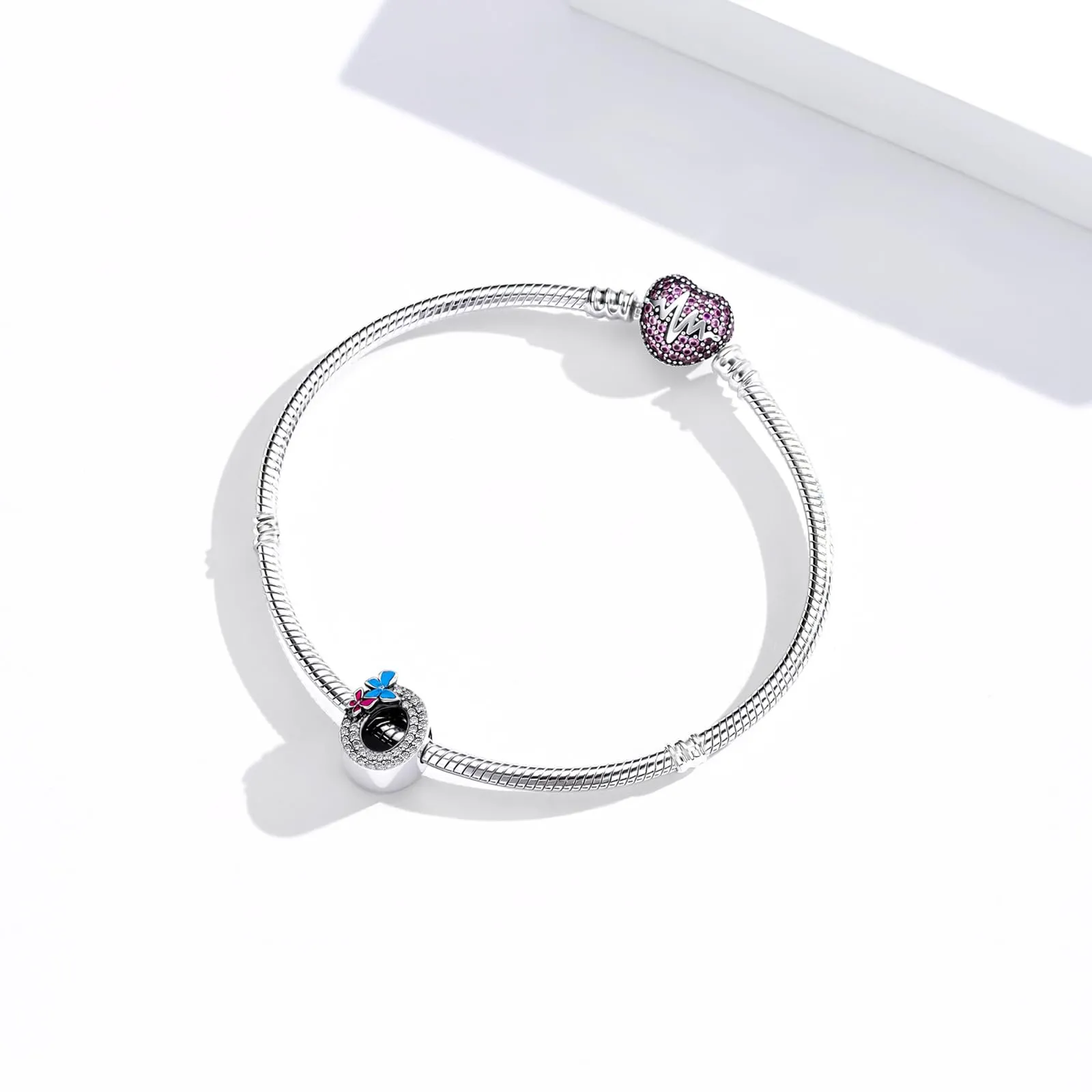XWN Lettera Bead Charm Alfabeto in Argento Sterling 925 con Cubic Zirconia per Braccialetti e Collane Europee - immagine 3