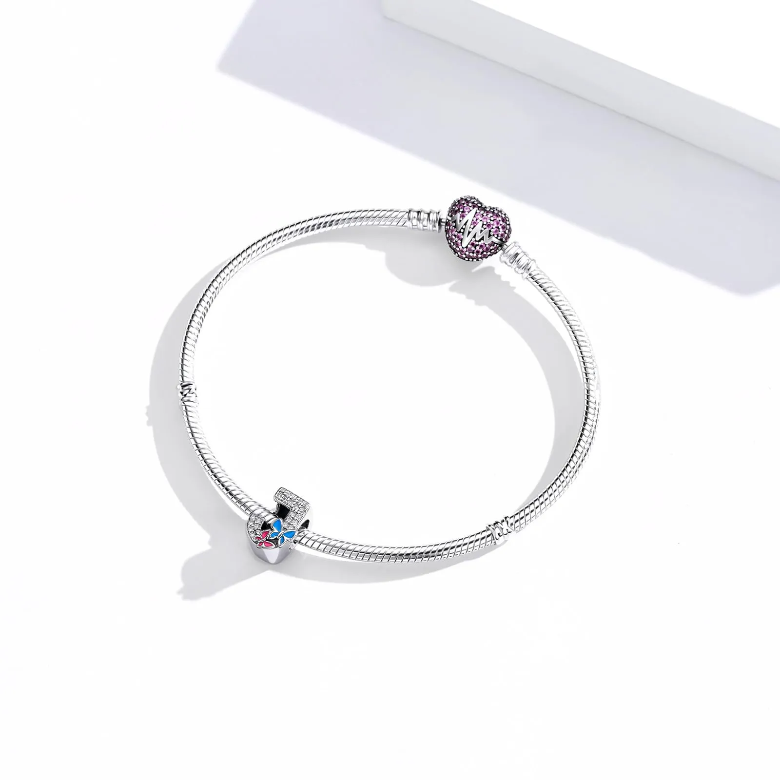 XWN Lettera Bead Charm Alfabeto Argento Sterling 925 con Cubic Zirconia per Braccialetti e Collane Europee - immagine 3