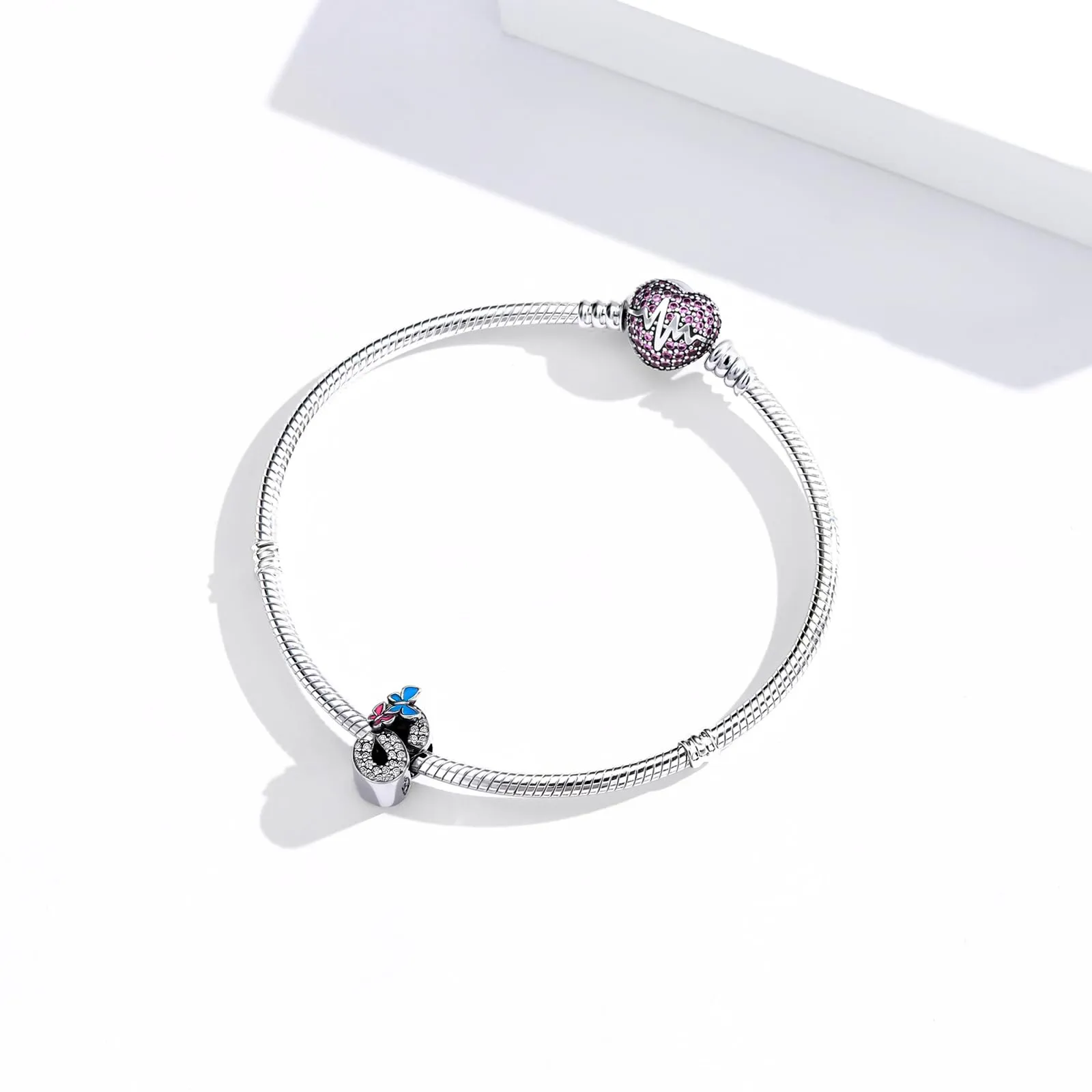 XWN Lettera Bead Charm Alfabeto in Argento Sterling 925 con Cubic Zirconia per Braccialetti e Collane Europei - immagine 3