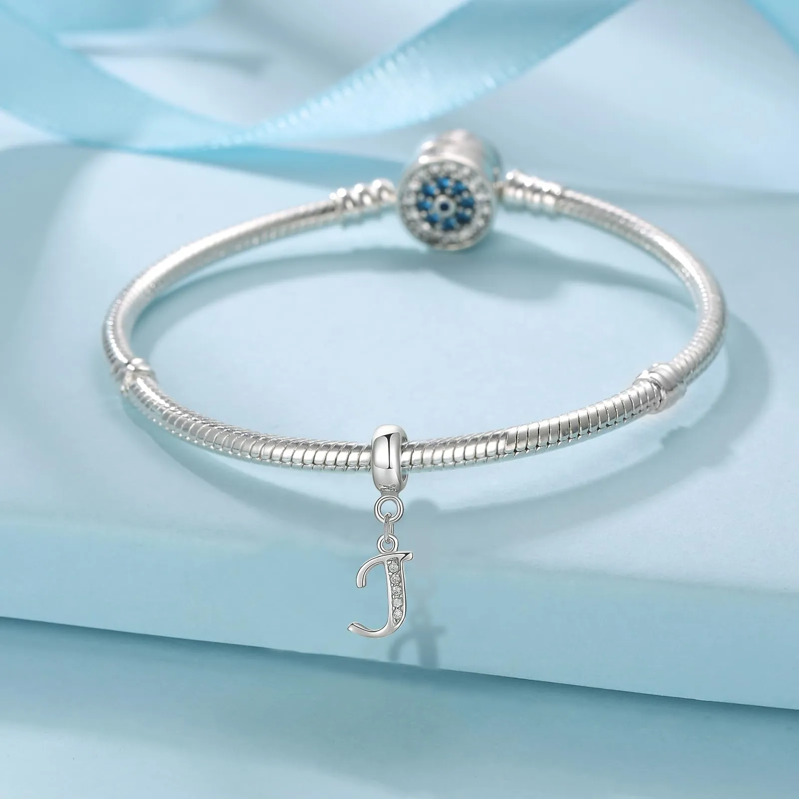 XWN Lettera Bead Charm Alfabeto in Argento Sterling 925 con Cubic Zirconia, Compatibile con Braccialetti Pandora e Collane Europee - immagine 2