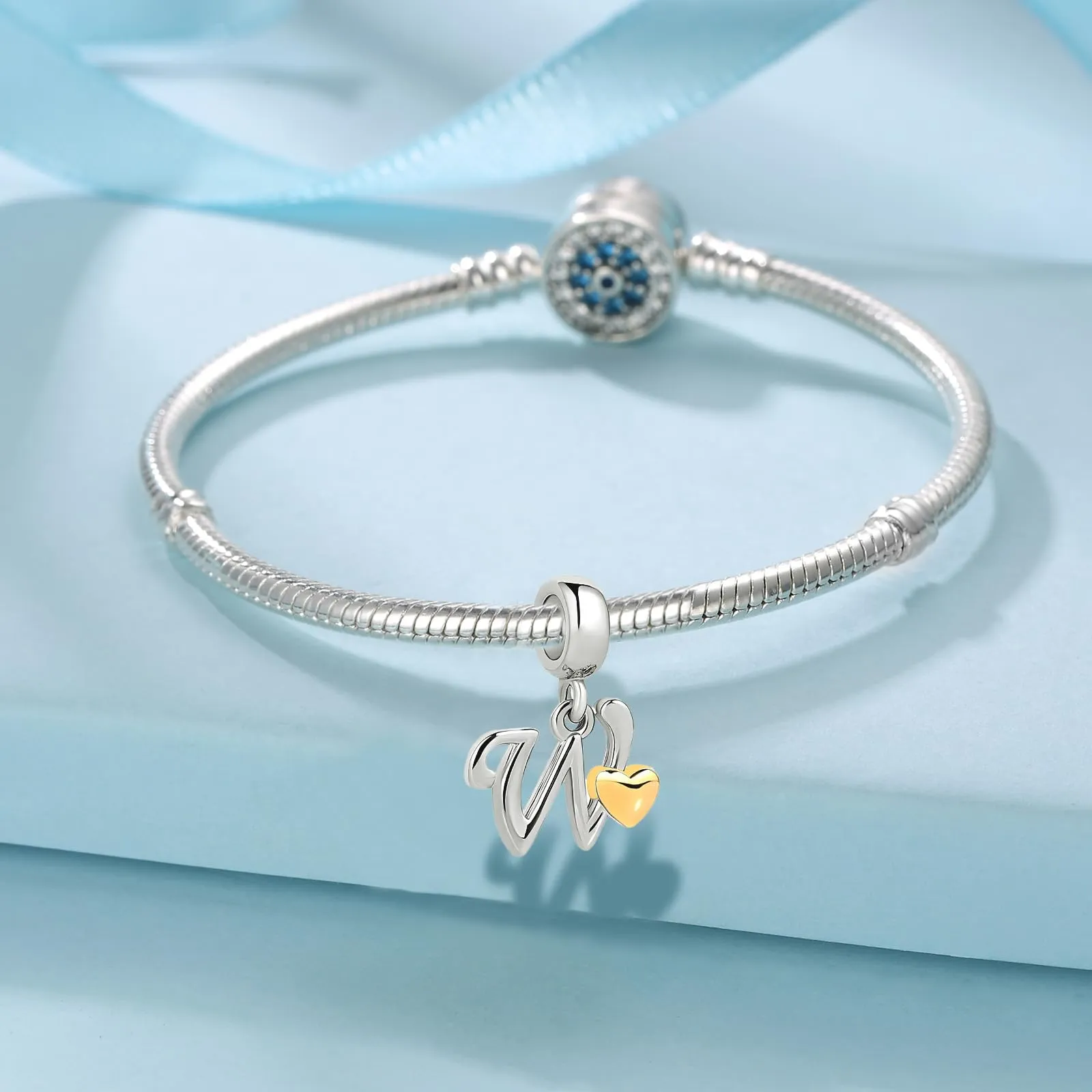 XWN Lettera Bead Charm Alfabeto in Argento Sterling 925 con Cubic Zirconia per Braccialetti Pandora e Collane Europee - immagine 2