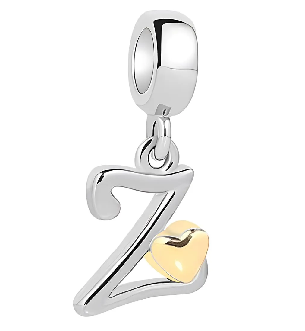 XWN Lettera Bead Charm Ciondolo Alfabeto Argento Sterling 925 con Cubic Zirconia per Braccialetti e Collane Europei - immagine 1